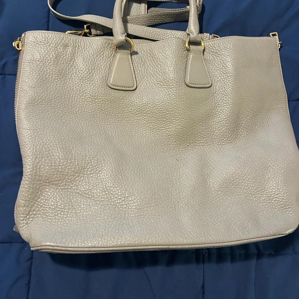 Prada • Taupe Leather Tote Bag • Large - Picture 2 of 16